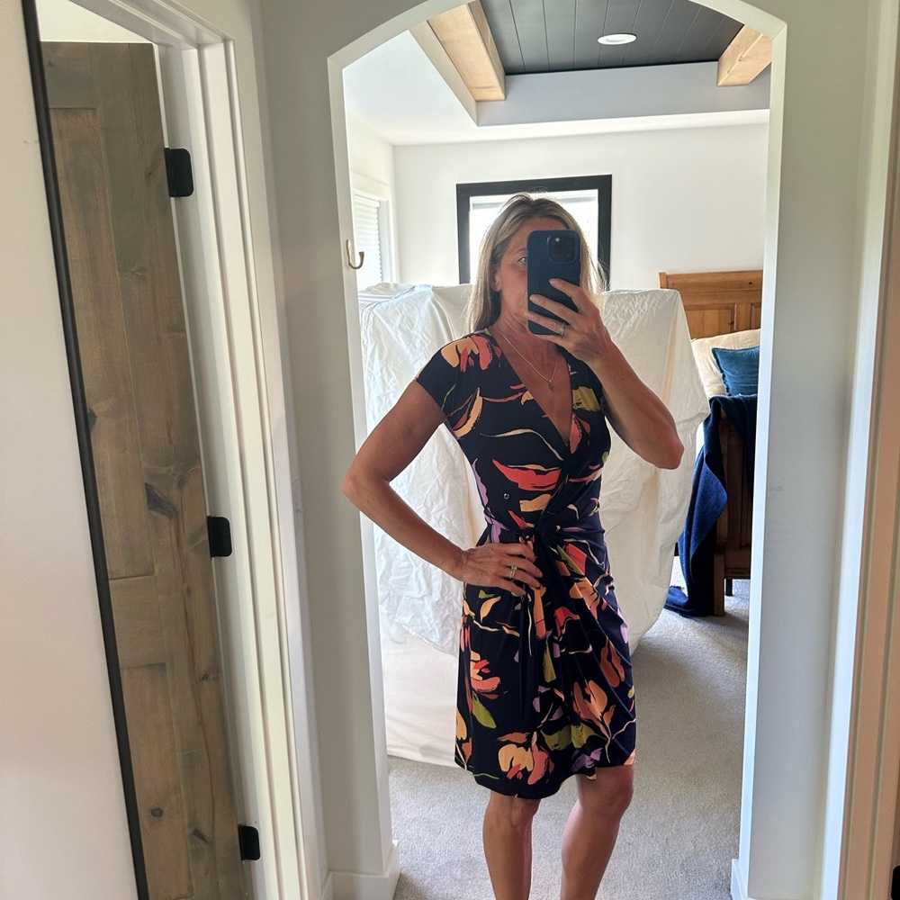 Maggy London navy wrap dress